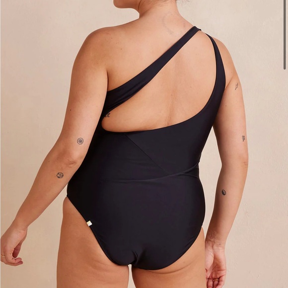 Summersalt The Ruched Sidestroke Black One-Shoulder one piece Swimsuit 10 nwt - Picture 4 of 9